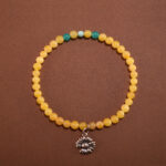 Amber & Aquamarine S925 Silver 4mm Bracelet – Wealth-Attracting Gemstone Design