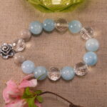 Aquamarine & Clear Quartz Bracelet in Natural Light – Calming and Feminine Energy