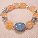 Close-up of Aquamarine and Chalcedony Beads – Elegant Natural Crystal Bracelet