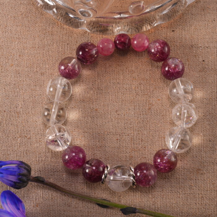 Crystal Energy Bracelet with Quartz and Chalcedony in a Peaceful Setting