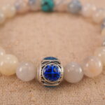 Close-up of Blue Chalcedony and Turquoise Gemstone Beads – Lucky 8mm Crystal Bracelet