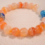 Close-up of Orange Agate and Blue Apatite Beads – Vibrant Gemstone Bracelet