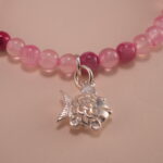 Close-up of Pink Chalcedony Beads and Minimalist Charm – Gentle Crystal Bracelet