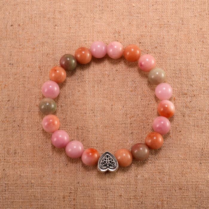 Pink Salt Source Agate S925 Bracelet with delicate pink beads and sterling silver accents