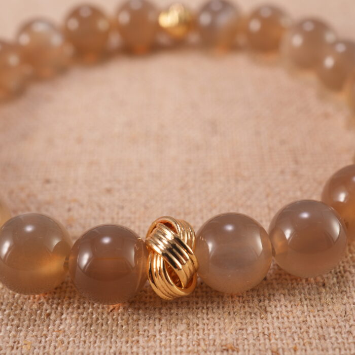 Close-up of smooth, glowing moonstone beads