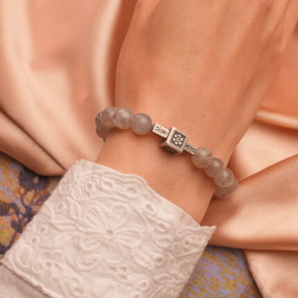 Moonstone bracelet worn on wrist – minimal and peaceful style