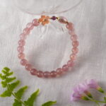Strawberry Quartz Pearl Bracelet in Natural Light – Delicate Crystal Jewelry for Love and Beauty