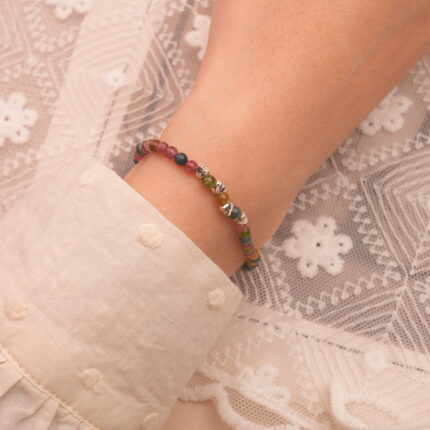Wearing Tourmaline and Silver Charm Bracelet – Colorful Gemstone Jewelry