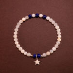 Handmade lapis lazuli and chalcedony bracelet with star charm