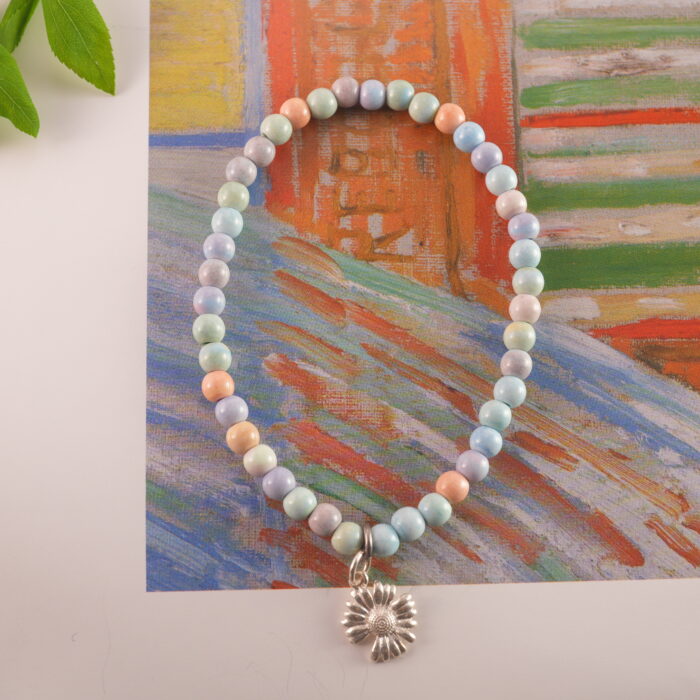 Alashan agate bracelet in natural light with earthy tones.