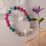 Bracelet in natural light with deep blue tones and black lava.